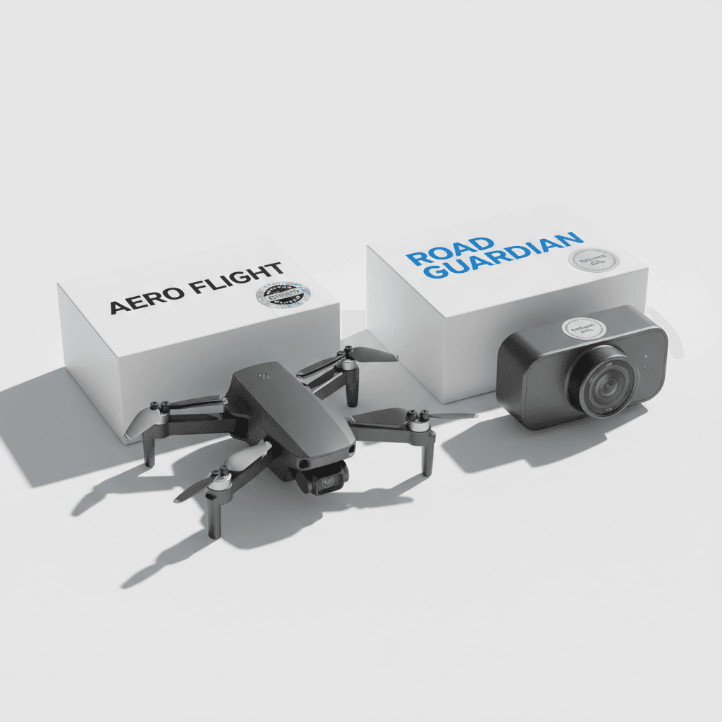 Authorized electronics packaging on white surface