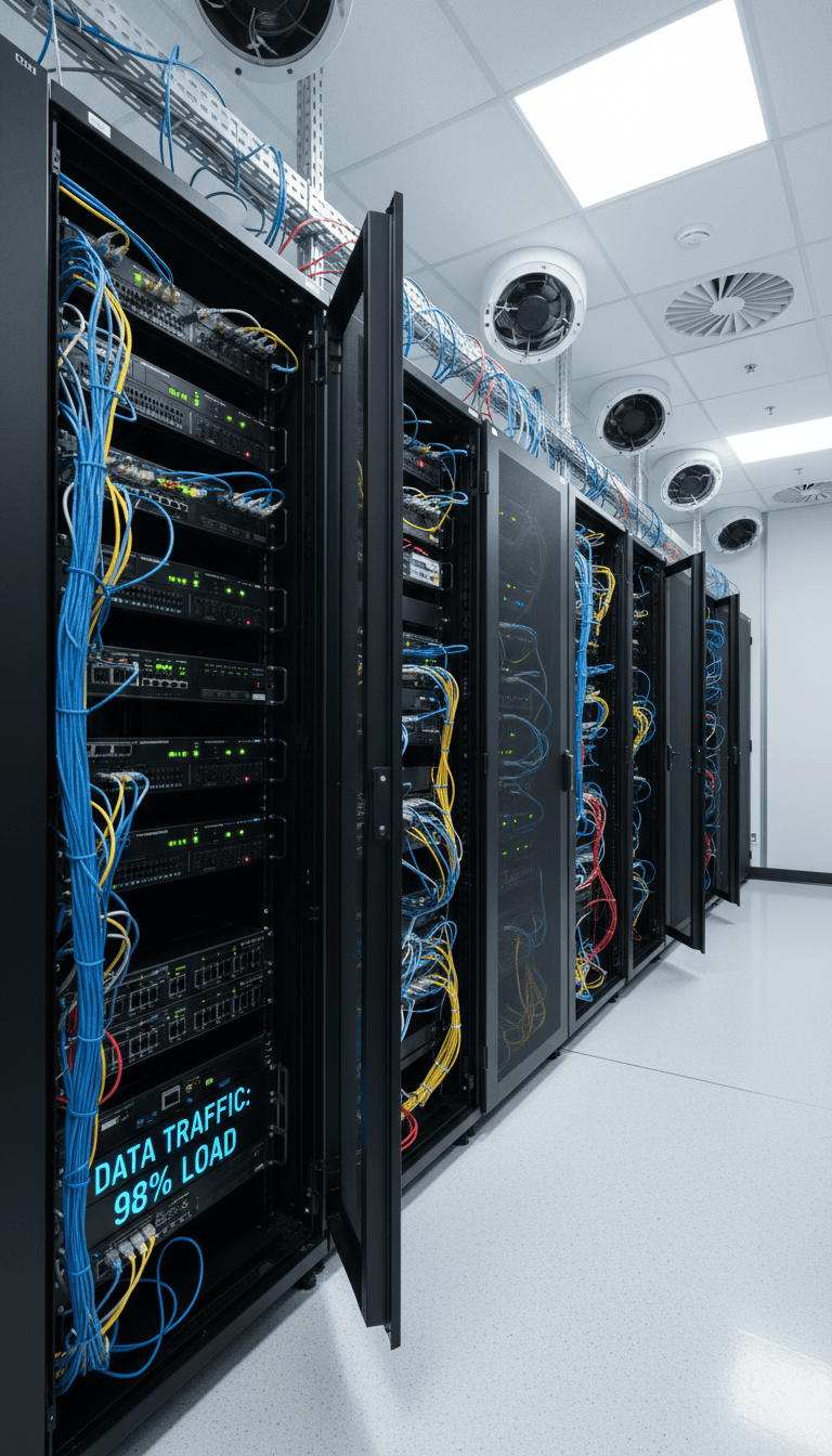 Network switches and cables in data center